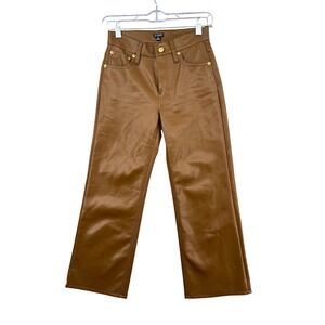 J.Crew Faux Leather Demi-Boot Crop Pants Brown 23P